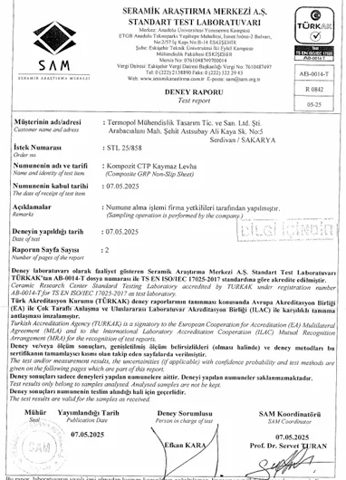 R13 KAYMAZLIK DENEY RAPORU R11 - R13 kaydırmazlık sertifikası