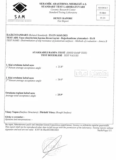 kaydırmazlık deney raporu kaudırmaz sertifikamız R13